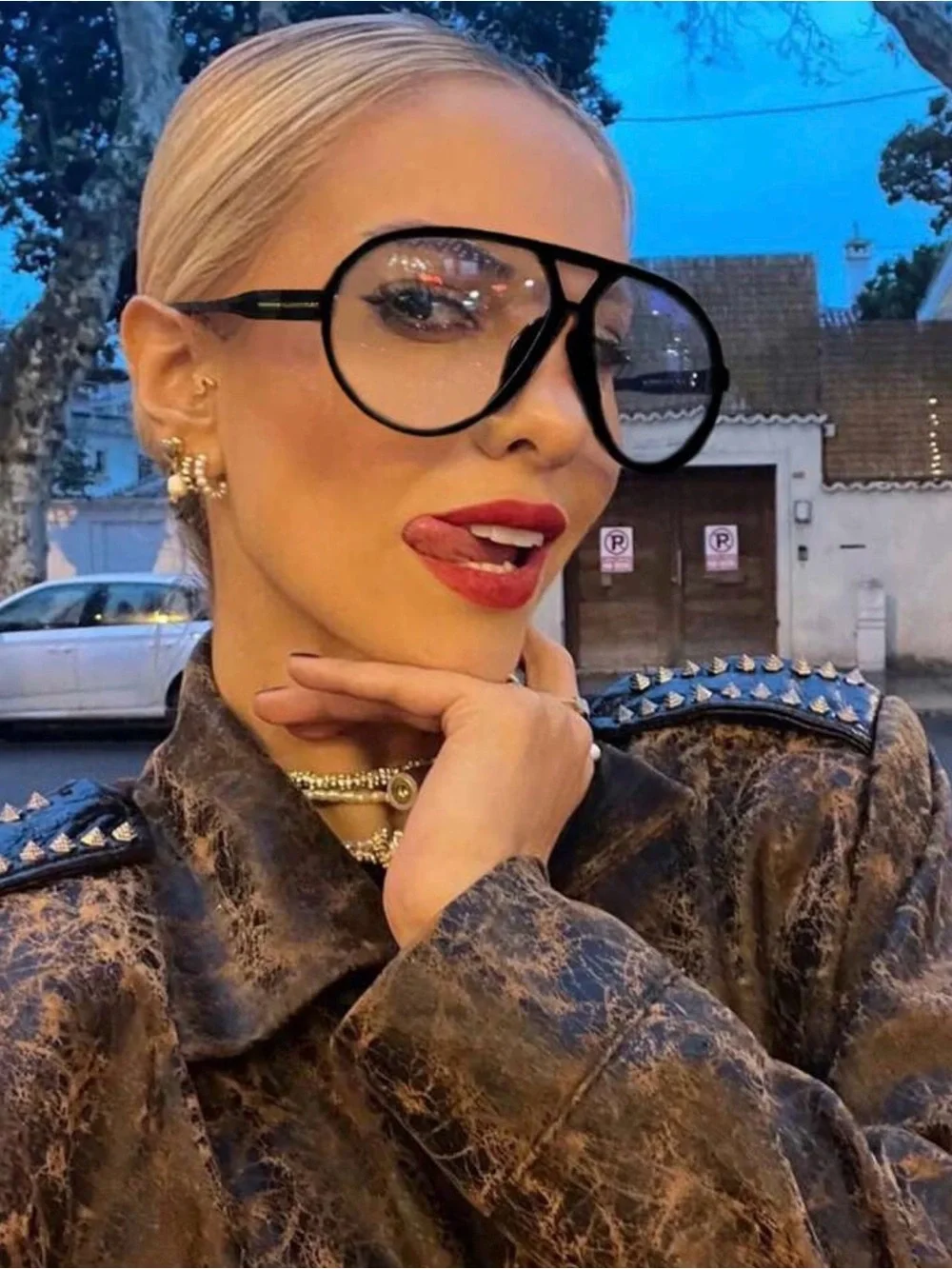 Oversized Black Aviator Fashion Sunglasses - Women Accessories